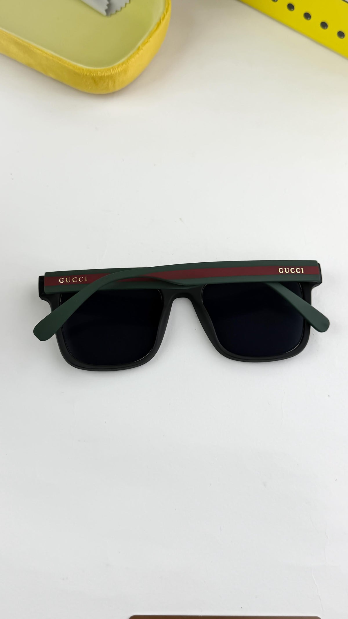 Gucci Black Green Signature Sunglasses For Men's