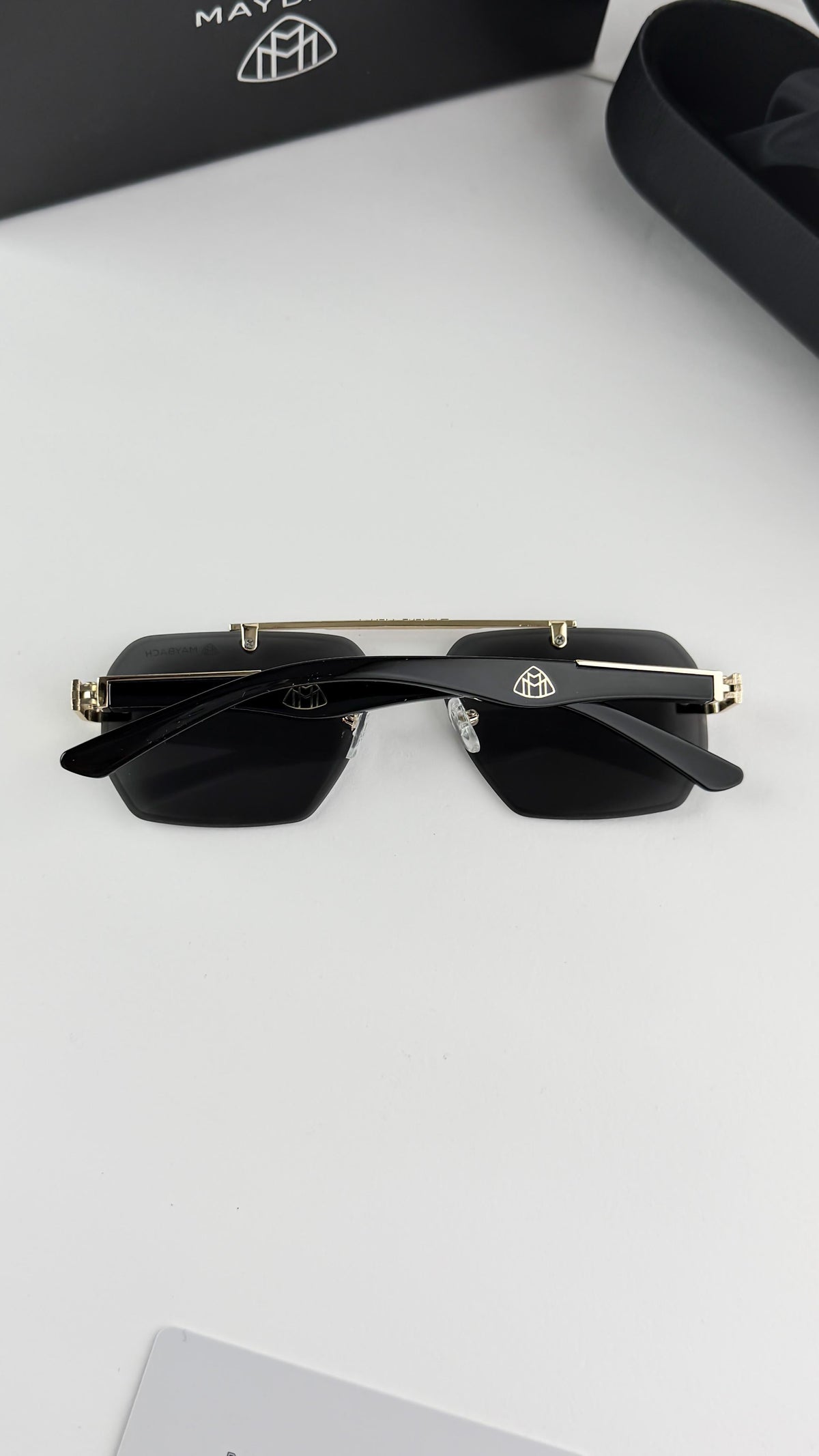 Maybach Black Gold Rectangular Unisex Sunglass