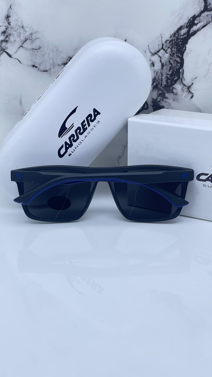 Carrera Men's Sunglasses Grey Polarized Lens Rectangular Sunglass Matt Blue Frame
