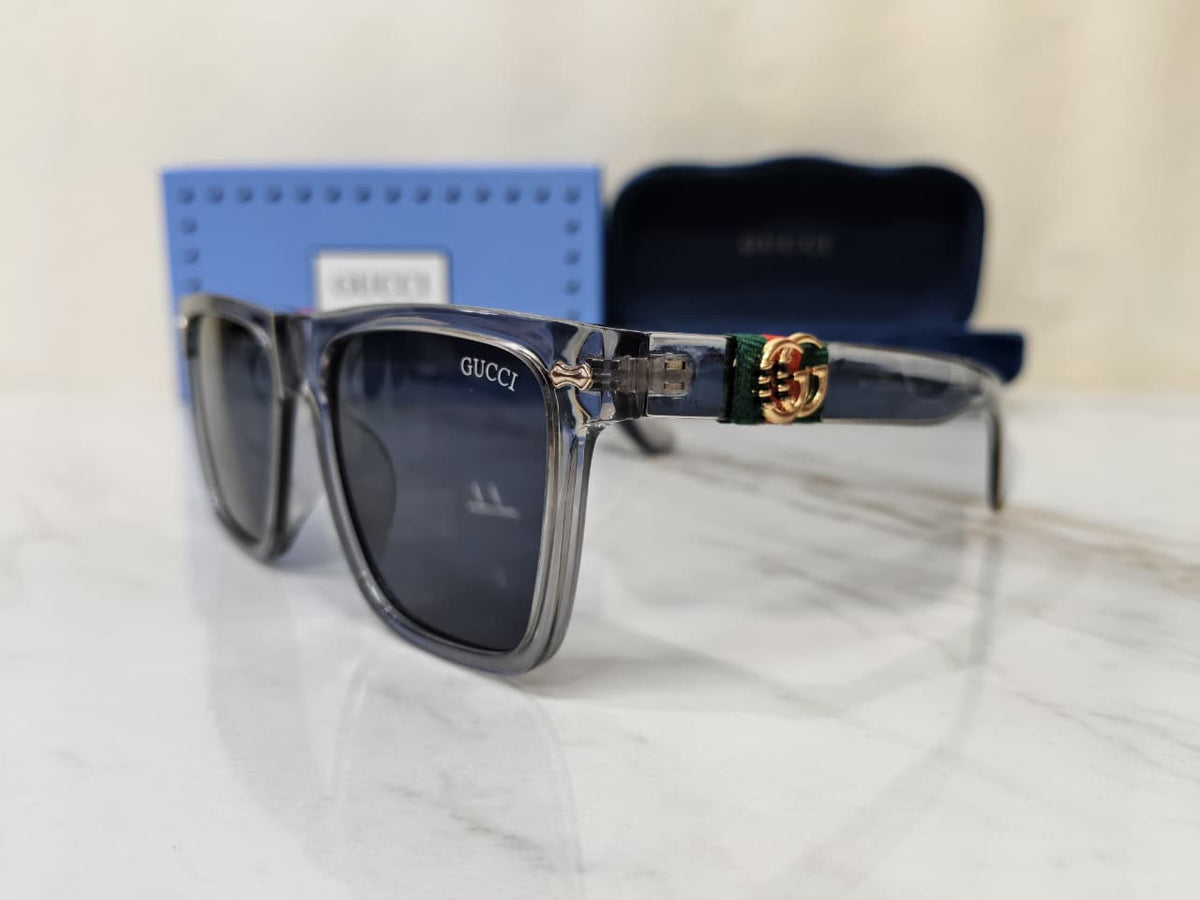 Gucci GG Square Unisex Sunglasses Black Polycarbonate