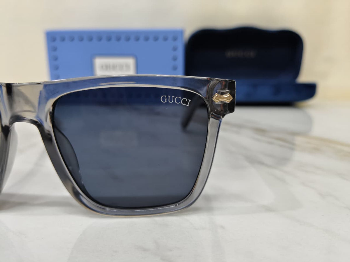 Gucci GG Square Unisex Sunglasses Black Polycarbonate