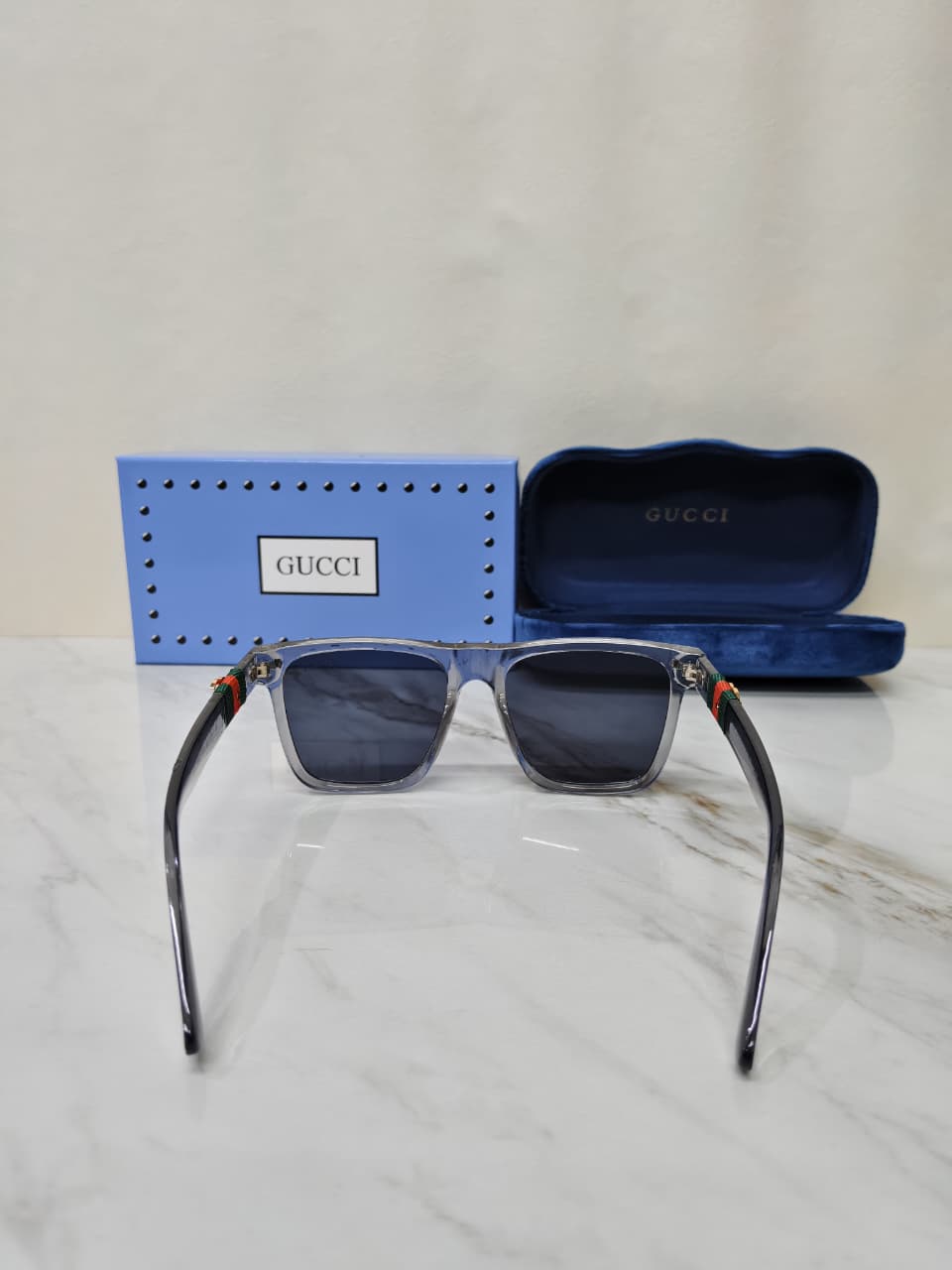 Gucci GG Square Unisex Sunglasses Black Polycarbonate