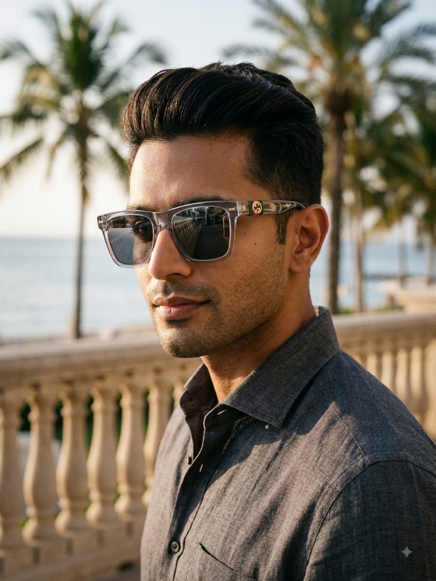 Gucci GG Square Unisex Sunglasses Black Polycarbonate