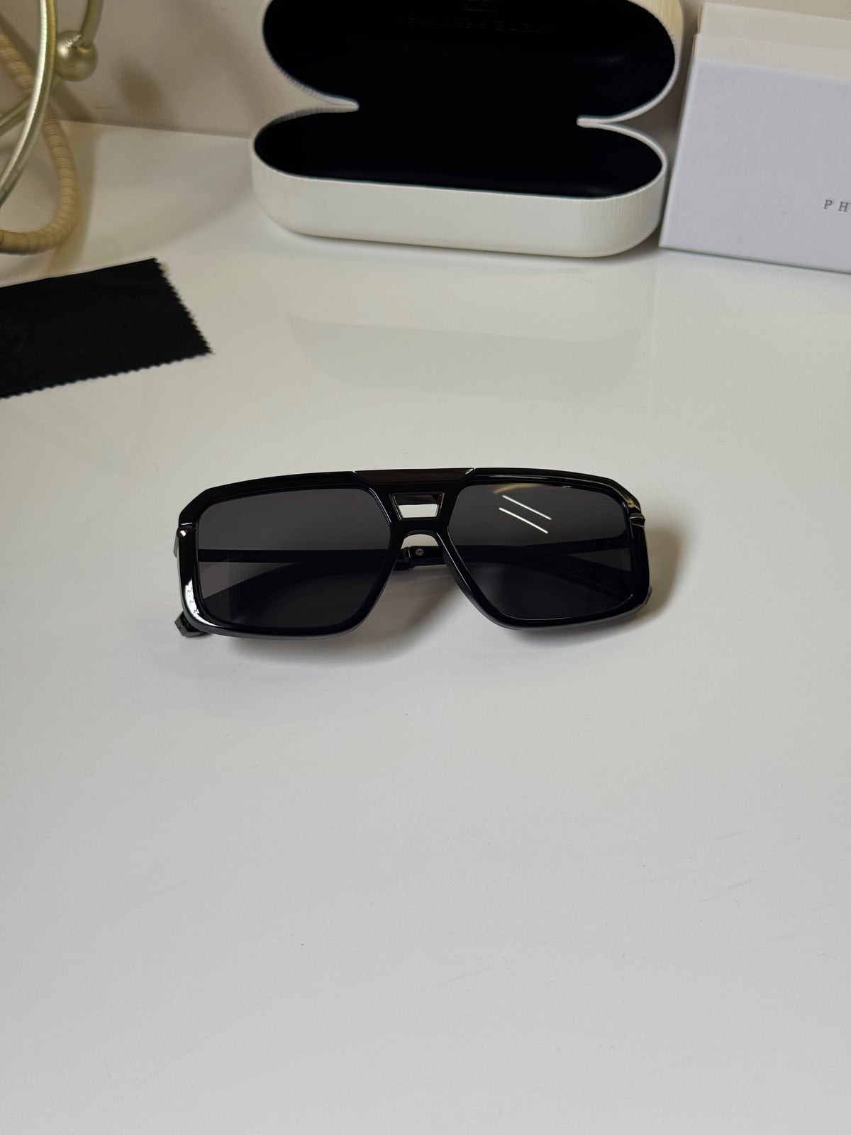 Philipp Plein Men's Grey Lens & Black Square Sunglasses