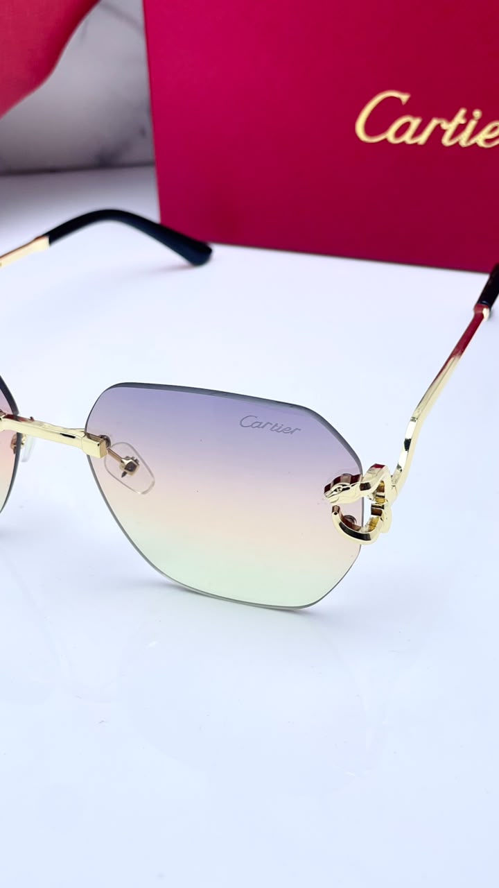 luxury Cartier-inspired rimless gradient Women sunglasses