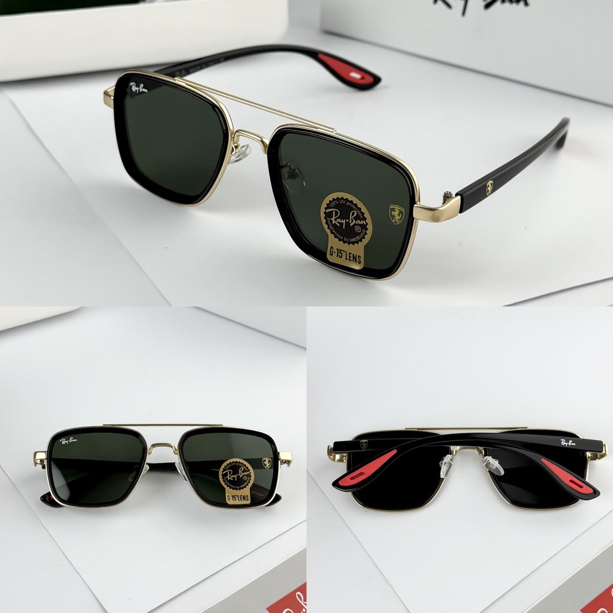 Rayban Gold & Green Men's Sunglass