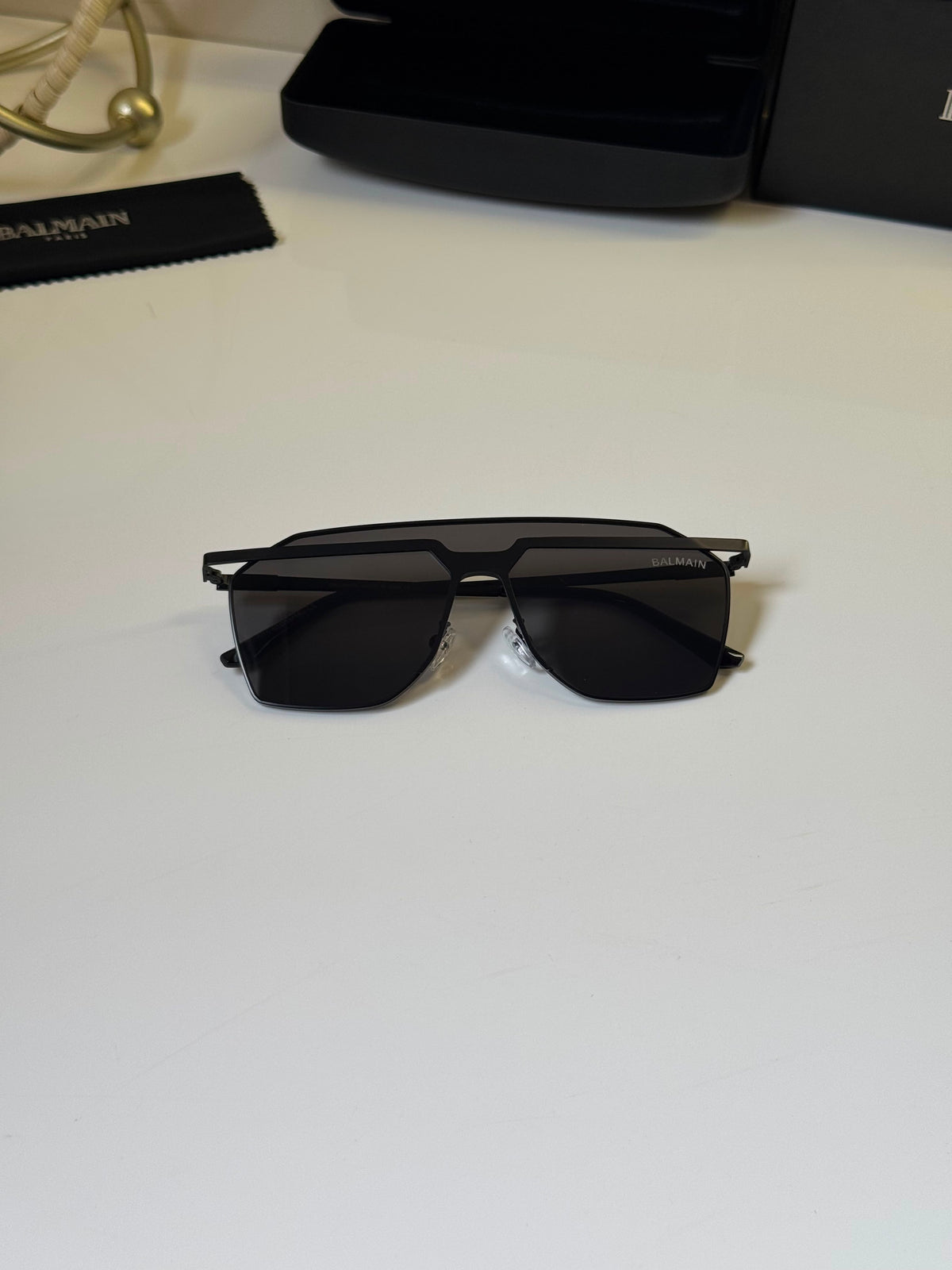 Balenciaga 64mm Rectangle Sunglasses Men's Black