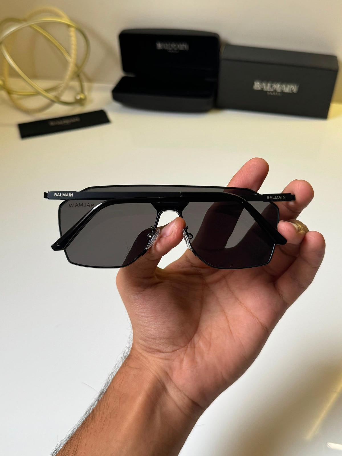 Balenciaga 64mm Rectangle Sunglasses Men's Black