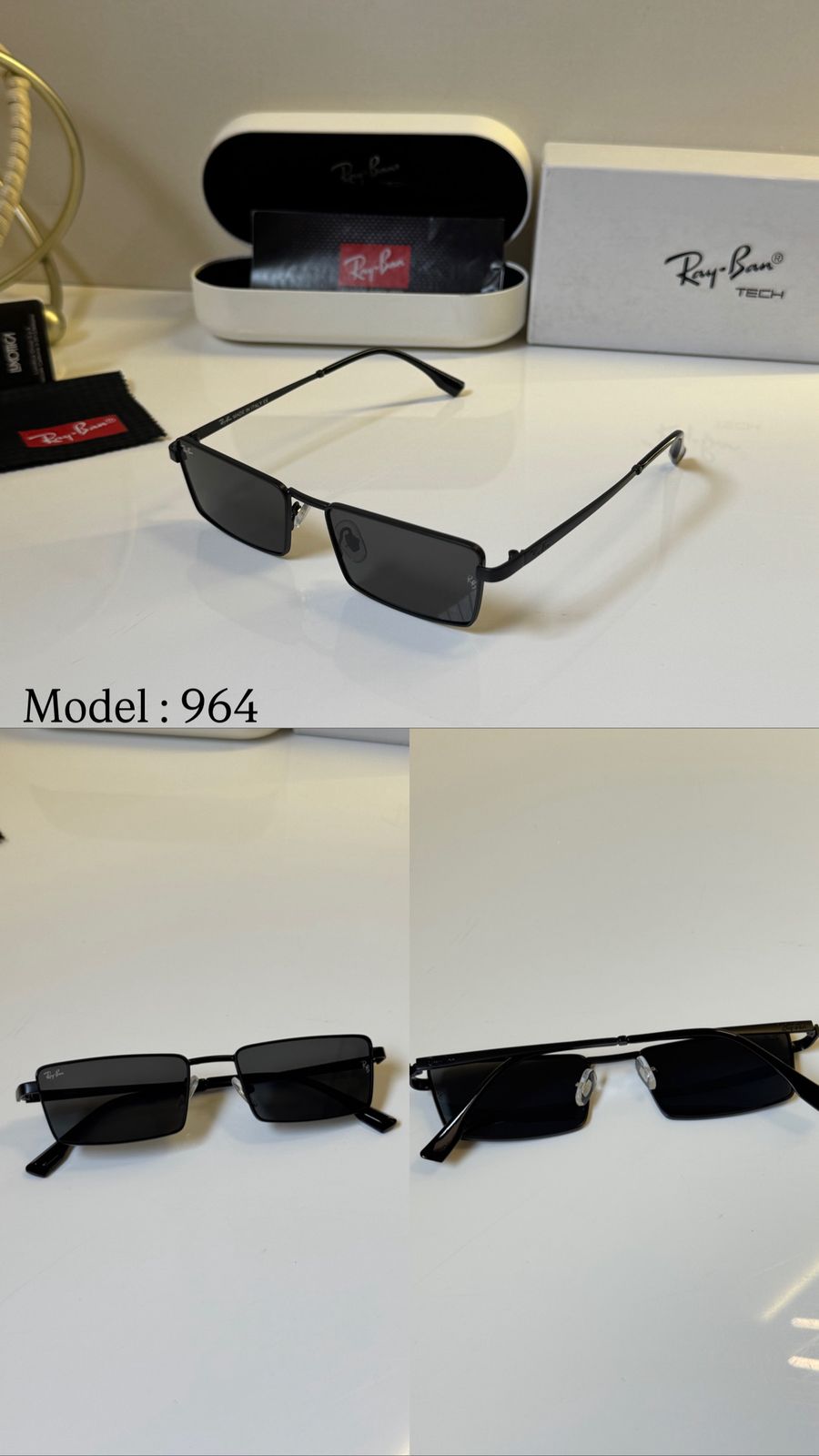 Rayban Pulse Unisex UV Protected Grey Lens Rectangle Sunglasses