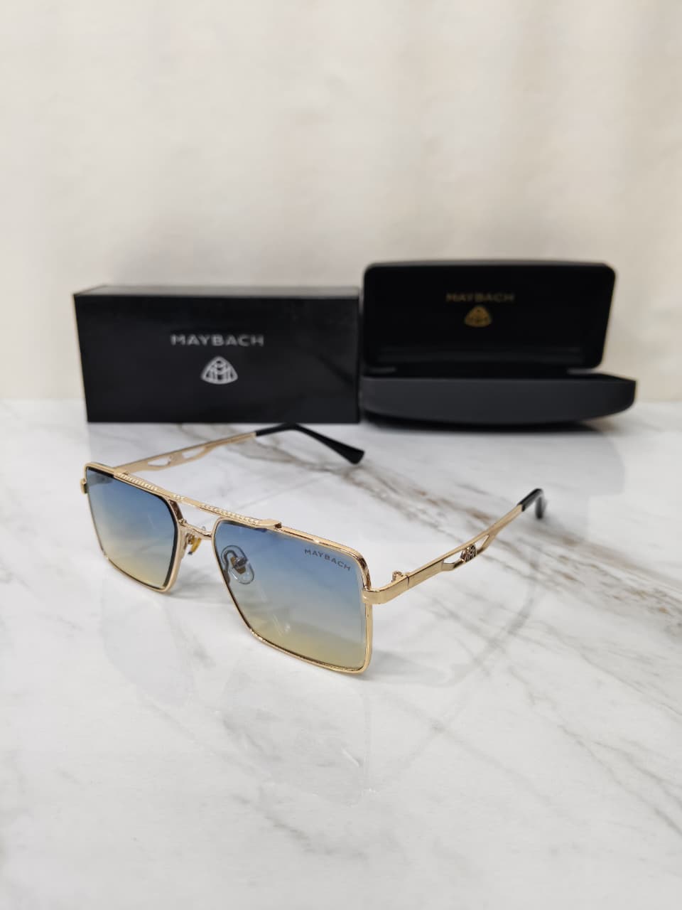 Maybach Gold Blue Premium Men's Sunglasses