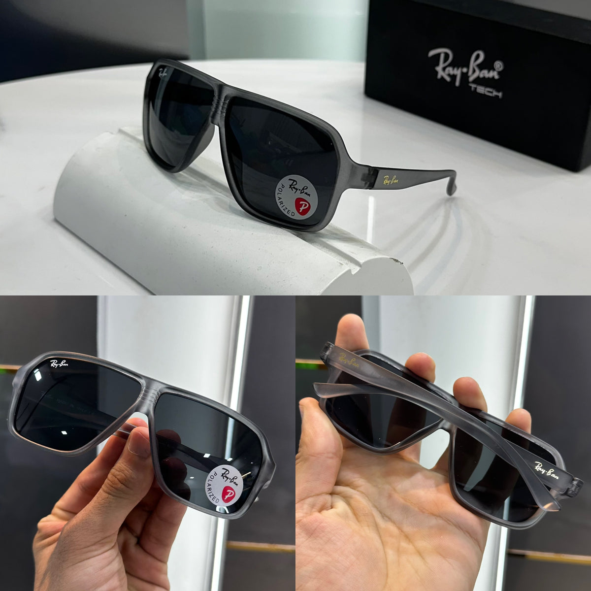 Rayban Grey Black Matt Premium Unisex Sunglasses