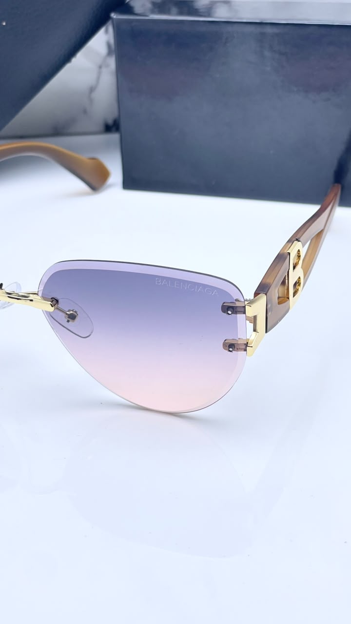 Balanciaga Gold Purple Peach Women's Sunglasses