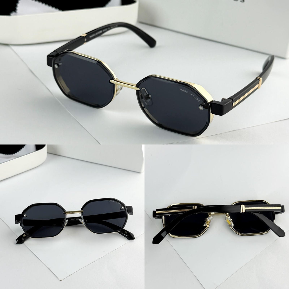 Marc Jacobs Gold Black Unisex Sunglasses