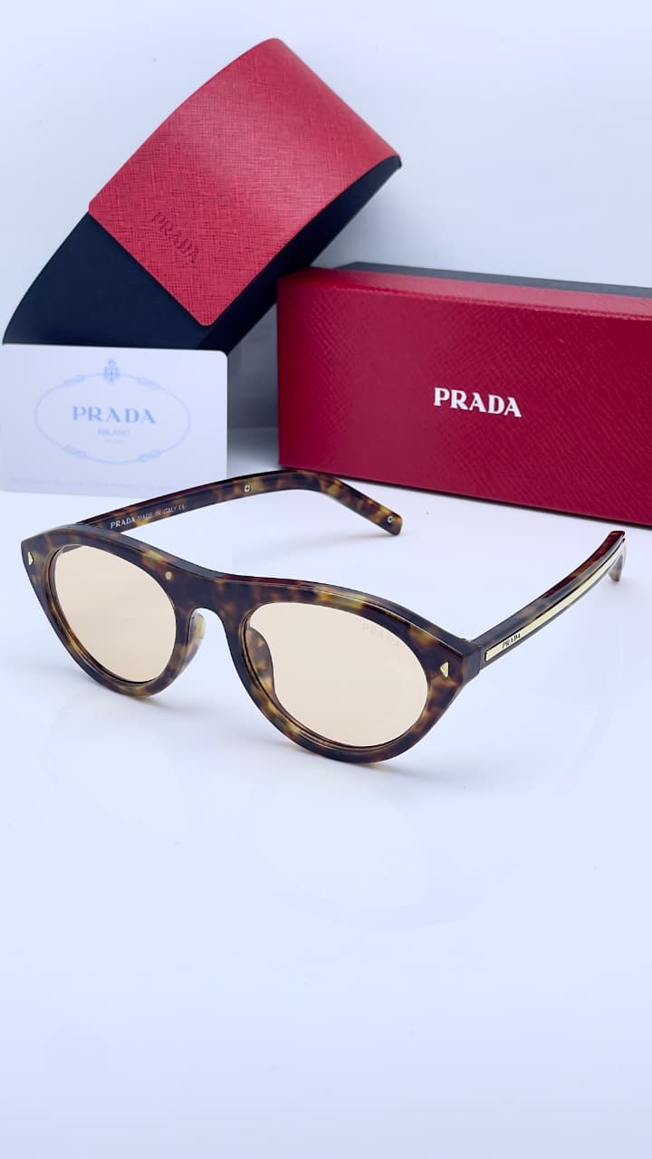 Prada Signature Brown UV Protected Irregular Sunglasses for Women