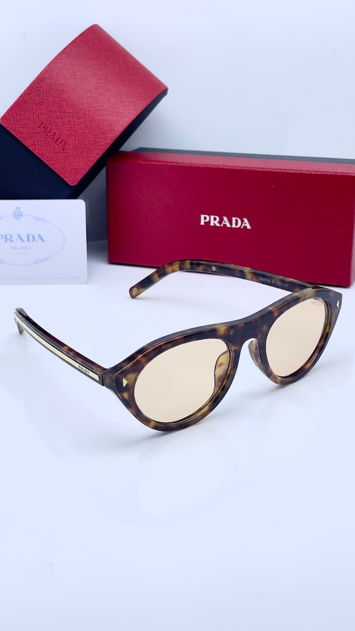 Prada Signature Brown UV Protected Irregular Sunglasses for Women