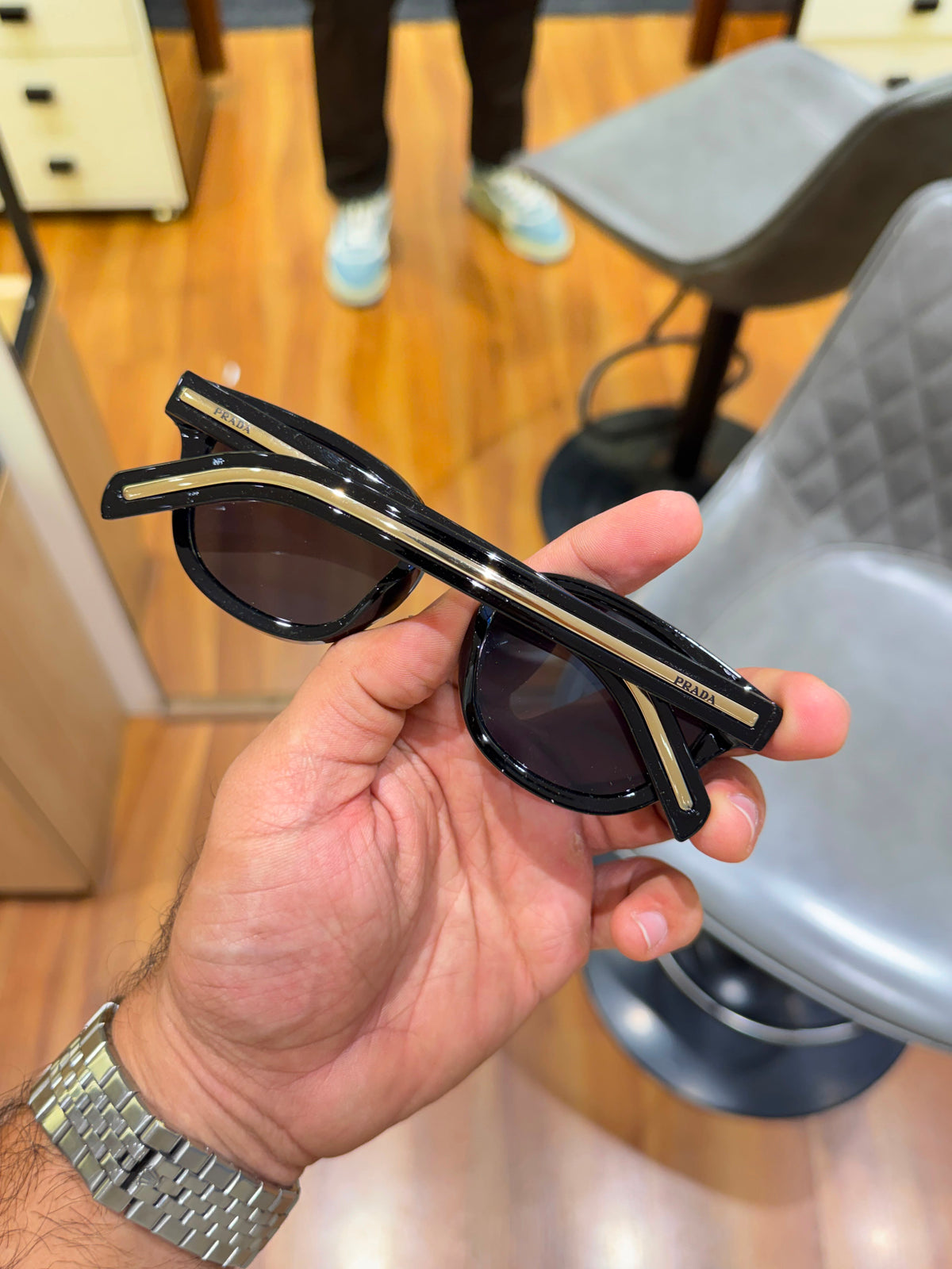 Prada gold-toned metal Men Sunglasses