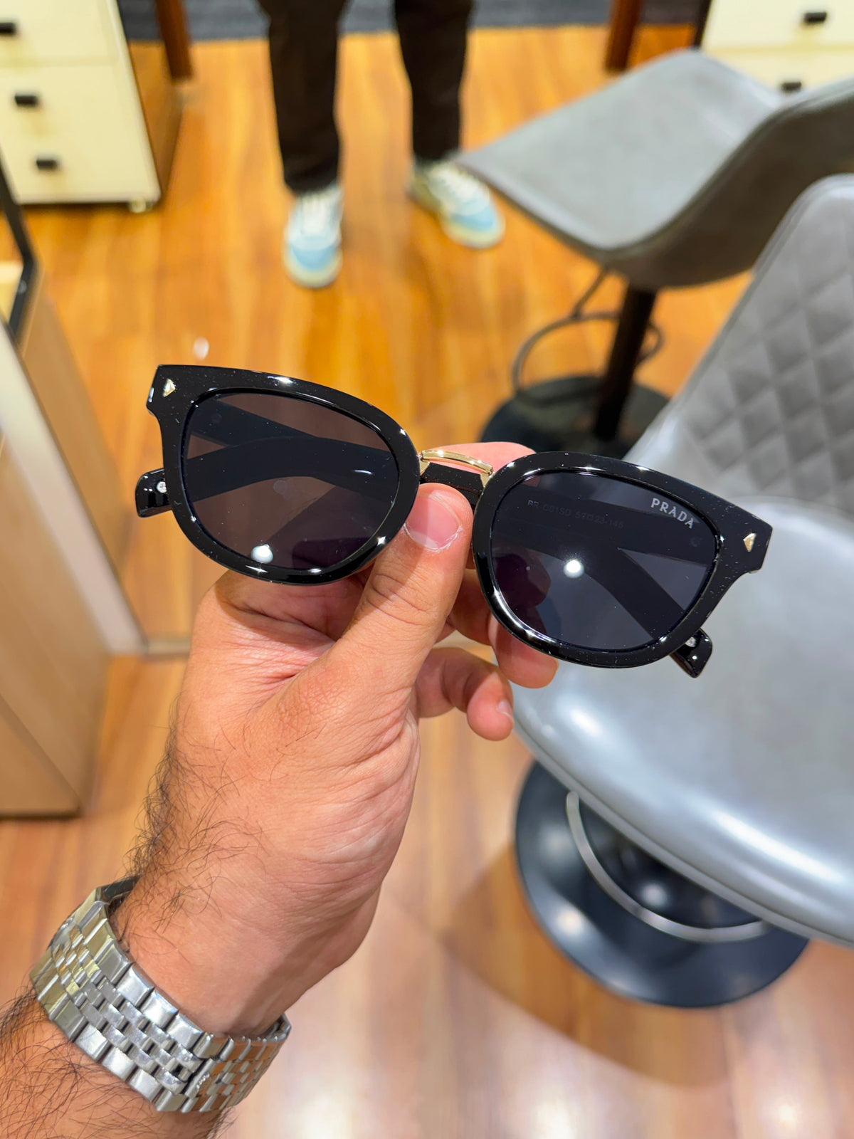 Prada gold-toned metal Men Sunglasses
