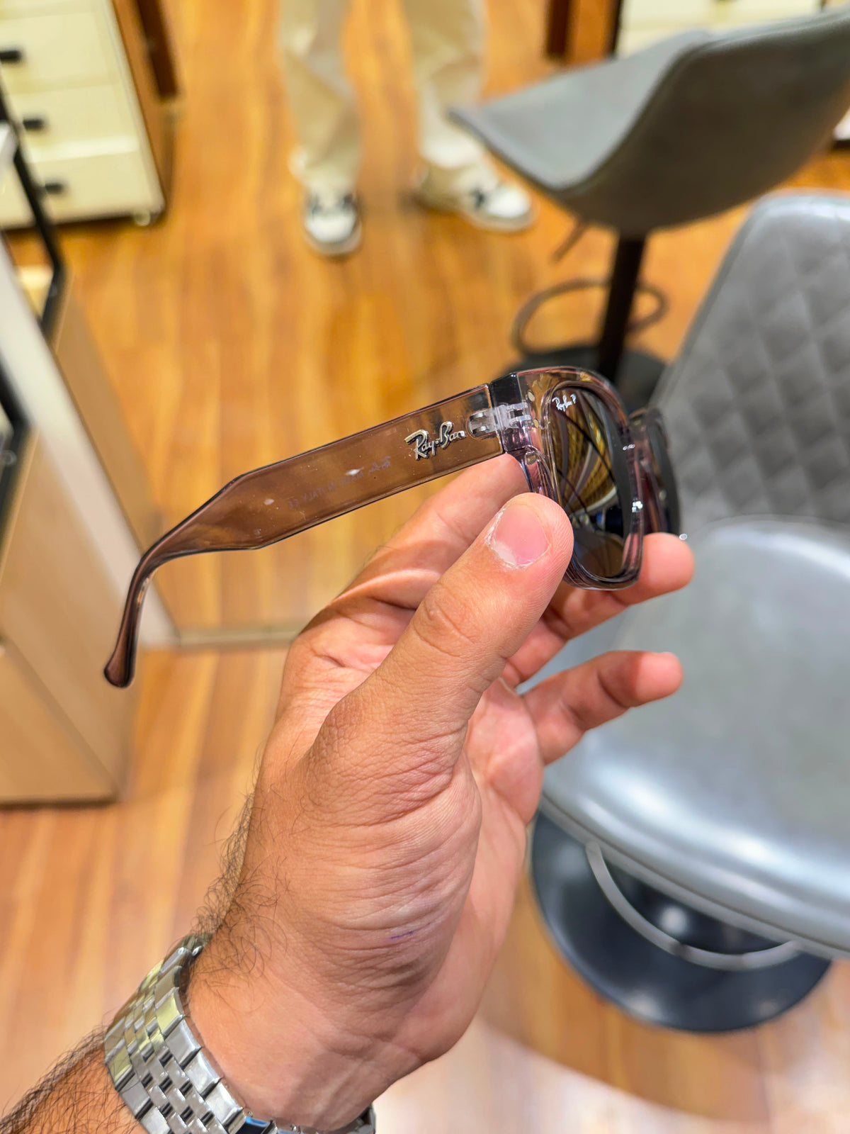 Ray-Ban square brownish-grey acetate frame Men sunglasses