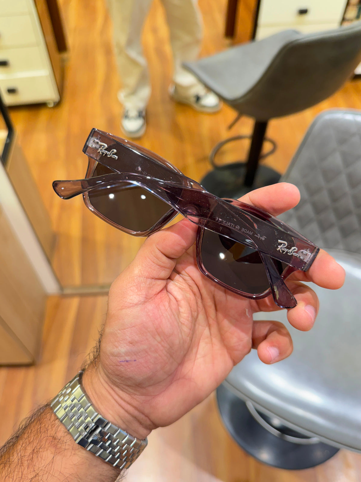 Ray-Ban square brownish-grey acetate frame Men sunglasses