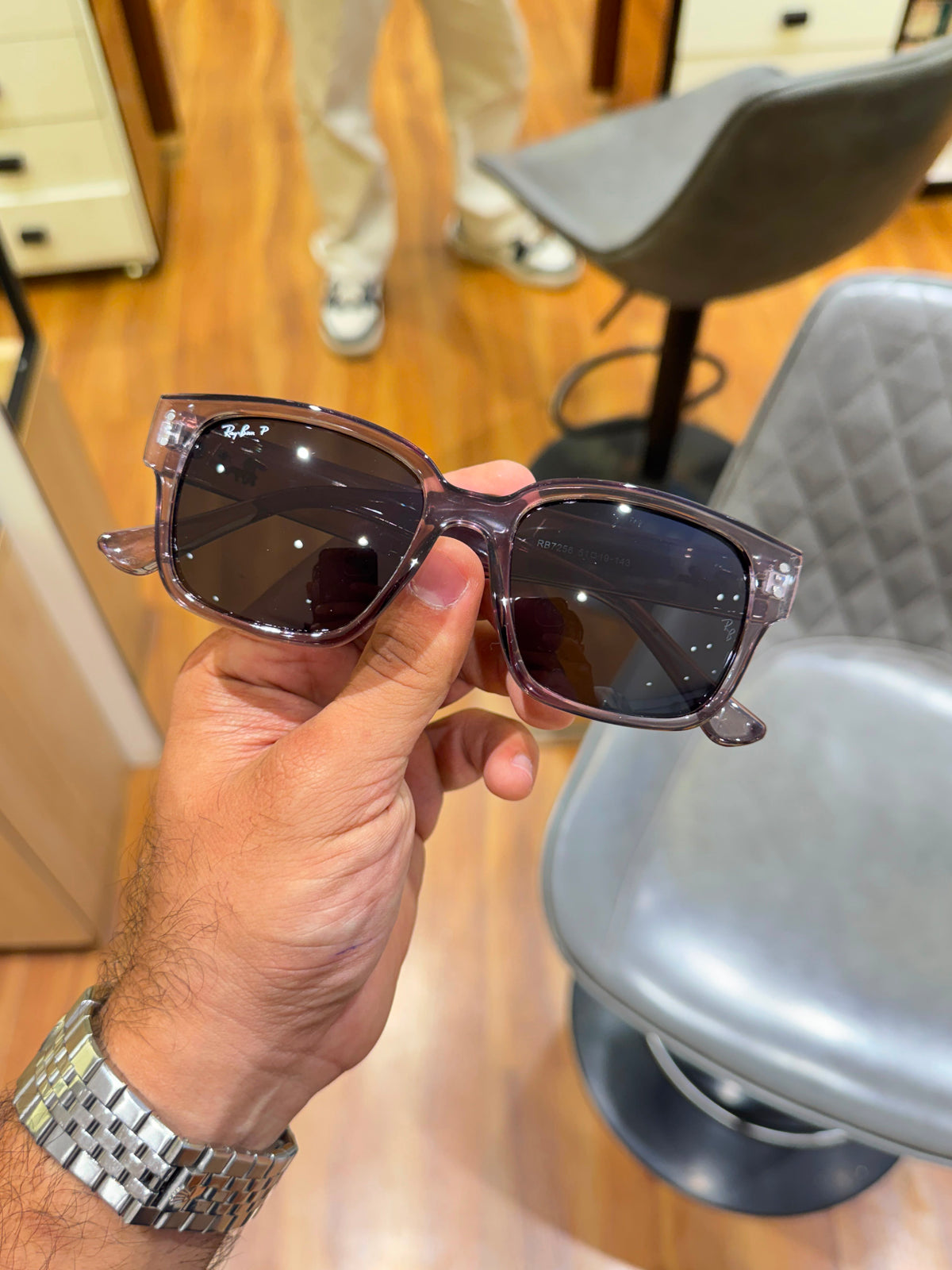 Ray-Ban square brownish-grey acetate frame Men sunglasses